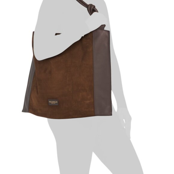VIOLA CASTELLANI Made In Italy Suede Large Square Hobo Bag With Knot Tube Handle - Picture 4 of 8